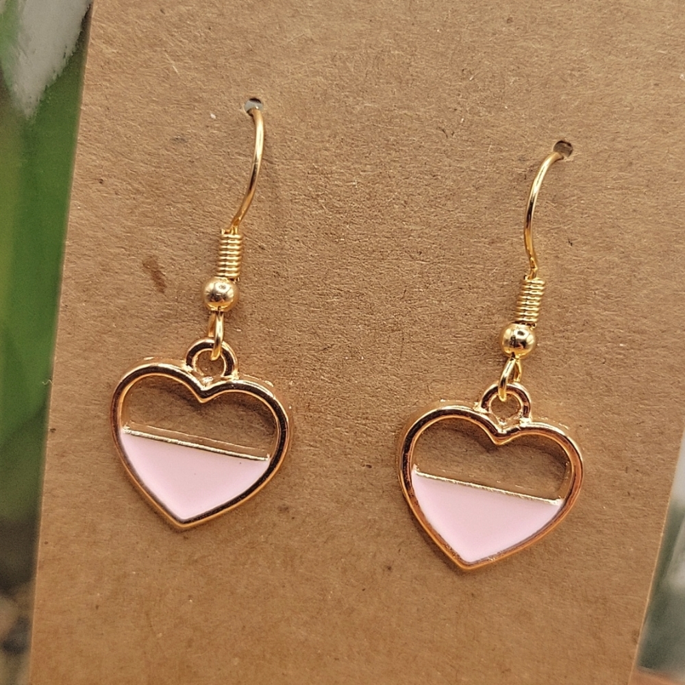 2/$10 pink heart earrings